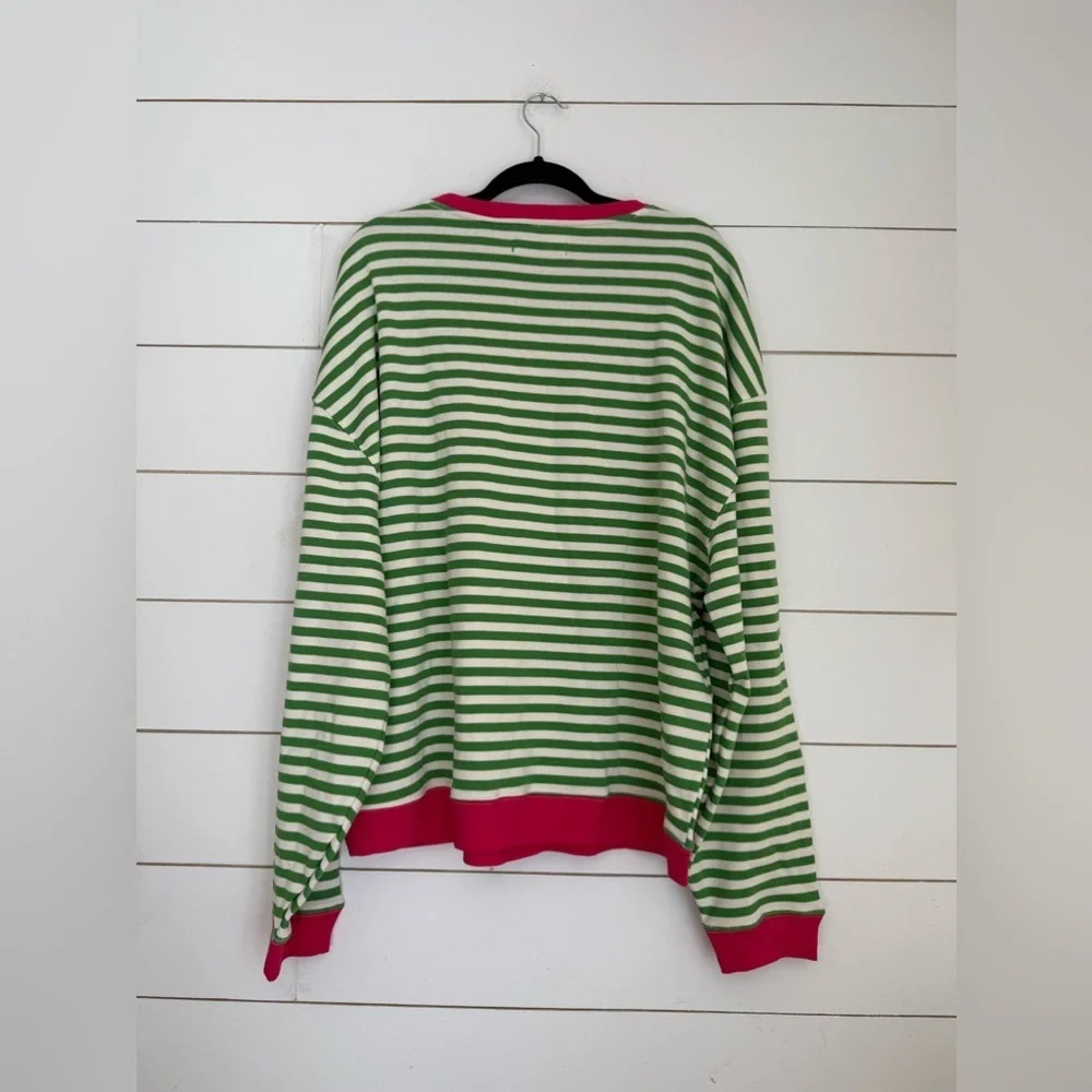 NWOT free people Classic Striped Oversized Crewneck - Picture 9 of 11
